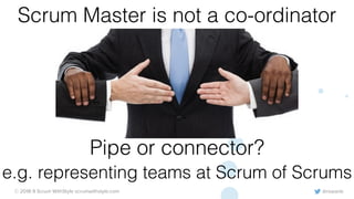 @rowanb© 2018-9 Scrum WithStyle scrumwithstyle.com
Scrum Master is not a co-ordinator
Pipe or connector?
e.g. representing teams at Scrum of Scrums
 