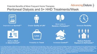 AdvancingDialysis.org
Potential Benefits of More Frequent Home Therapies
Peritoneal Dialysis and 5+ HHD Treatments/Week
Ab...