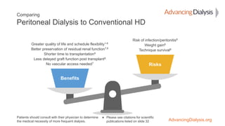 AdvancingDialysis.org
Greater quality of life and schedule flexibility1-6
Better preservation of residual renal function7,...