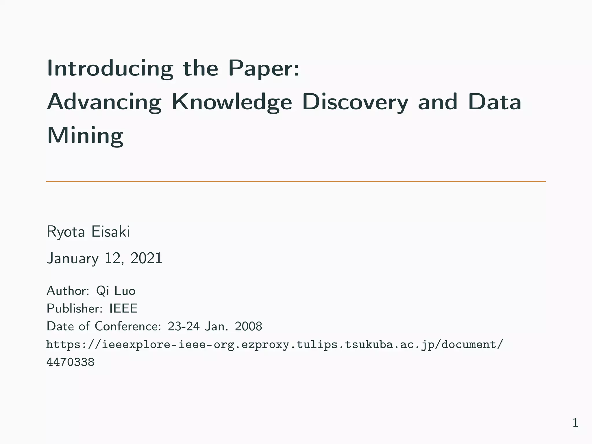 Advancing Knowledge Discovery and Data Mining