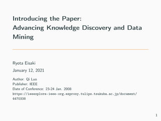 Advancing Knowledge Discovery and Data Mining