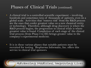 Players in the BusinessPharmaceutical CompaniesBiotechnology CompaniesContract Research OrganizationsThe Government 