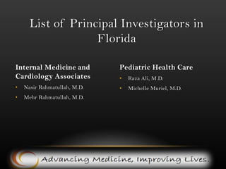 Research Consultants TeamDr. Syed Naqvi – President & Director R & D Cortney Casey – Business Administrator Karen Musil – Personal Assistant to Director R & D Jenn Strempel – Administrative Assistant Shuja Naqvi – Financial Analyst Dr. Rakhshinda Javaid – Regional Manager Dr. Syed Javaid Mustafa –  Regional Manager