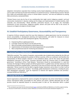 Advancing regional recommendations on the post 2015 development agenda(1)