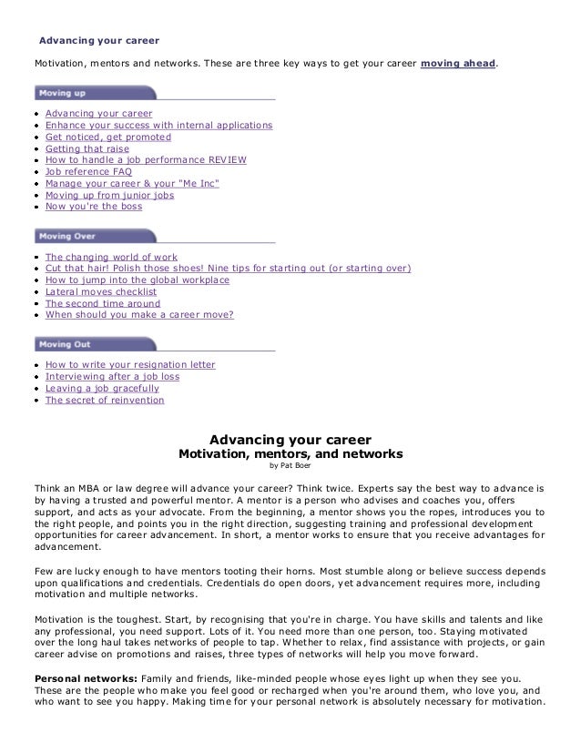 Advancing your career