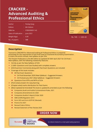 Taxmann's CRACKER | Advanced Auditing & Professional Ethics | PDF