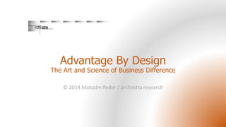 Advantage By Design
The Art and Science of Business Difference
© 2014 Malcolm Ryder / archestra research
 