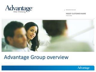 PRESENTATION FOR 	INSERT CUSTOMER NAME 	Insert Date Advantage Group overview 