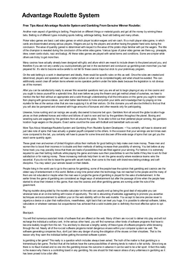 Advantage roulette system