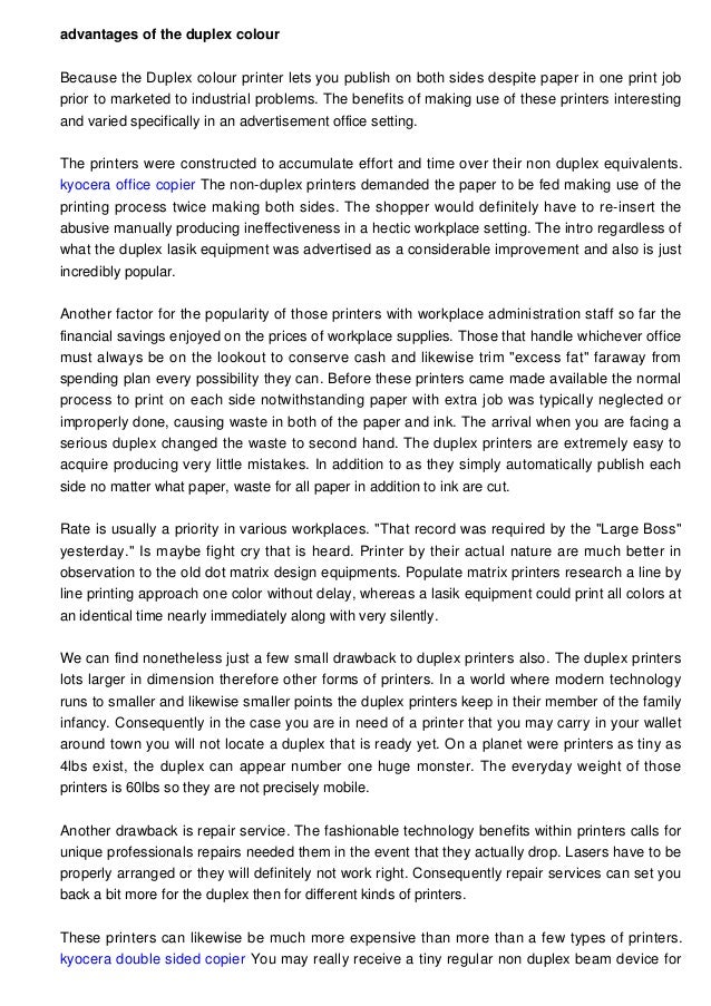 Advantages Of The Duplex Colour Laser Printer