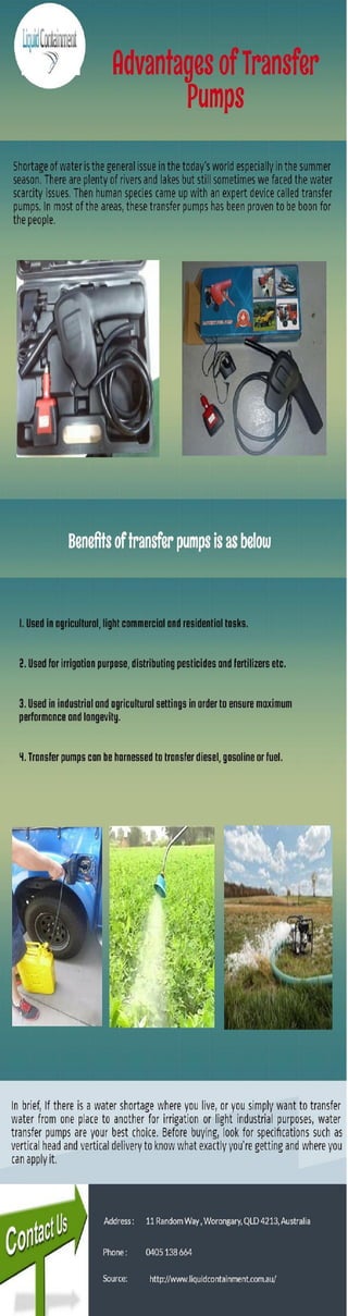 Advantages of Transfer Pumps