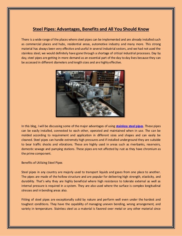 Advantages and Benefits of Stainless Steel Pipes