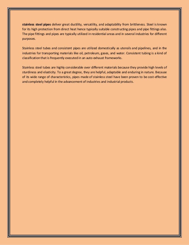 Advantages and Benefits of Stainless Steel Pipes