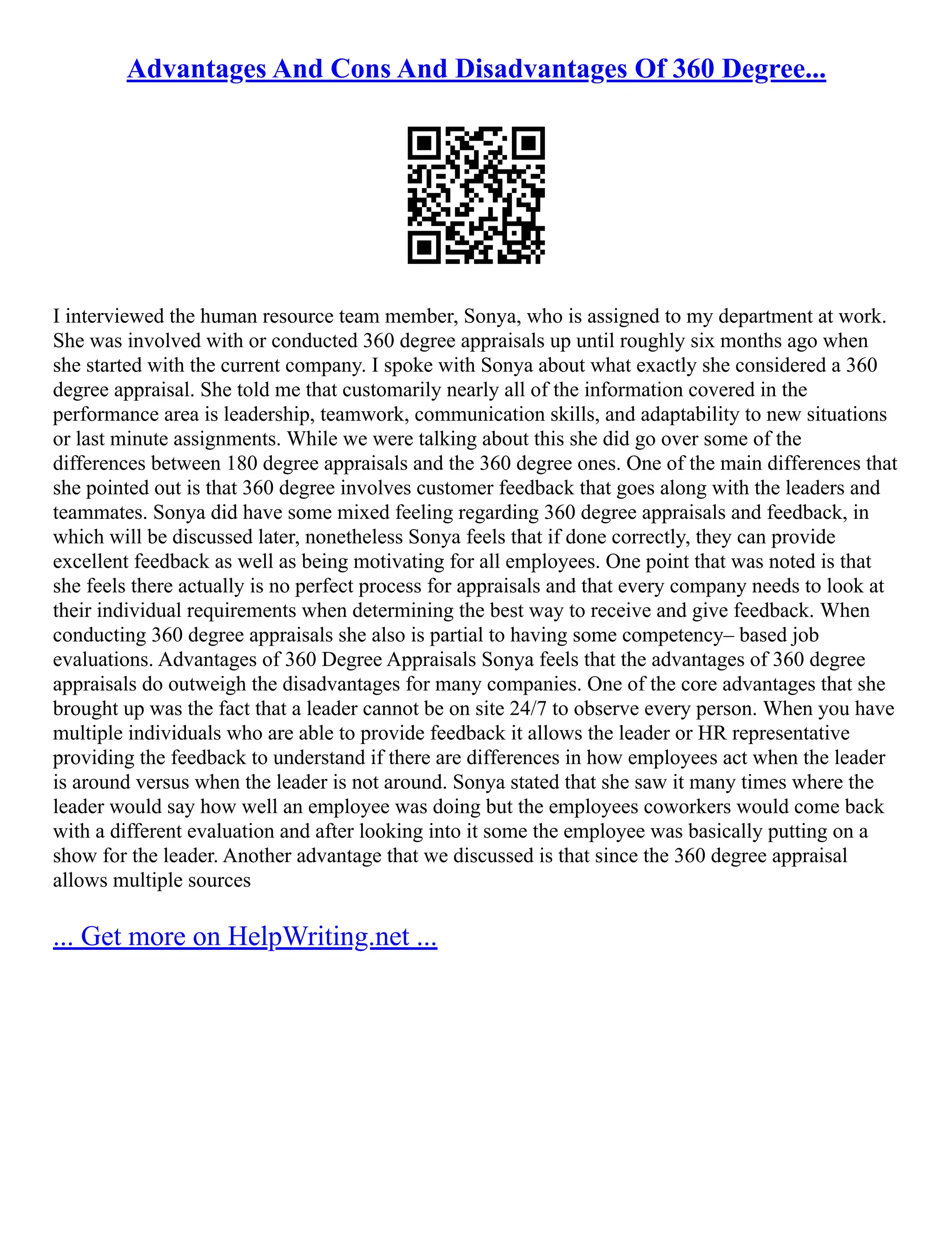 Advantages And Cons And Disadvantages Of 360 Degree... PDF