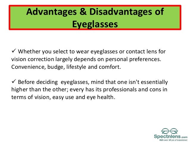 advantages and disadvantage of eyeglasses