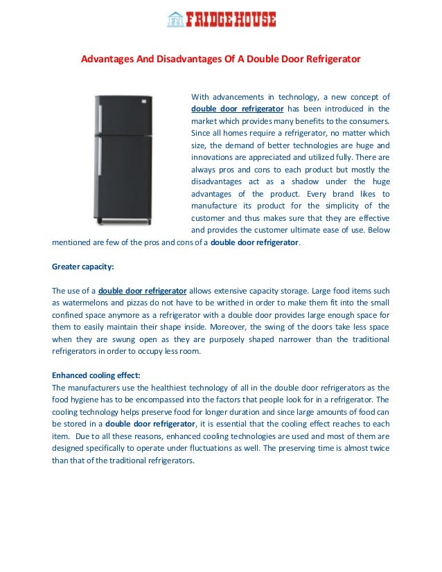 Advantages And Disadvantages Of A Double Door Refrigerator