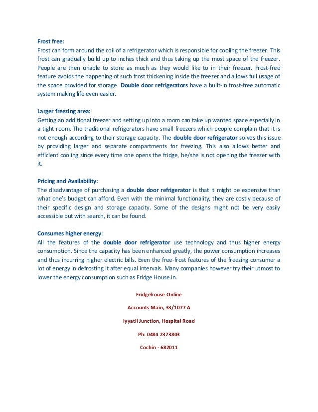 Advantages And Disadvantages Of A Double Door Refrigerator