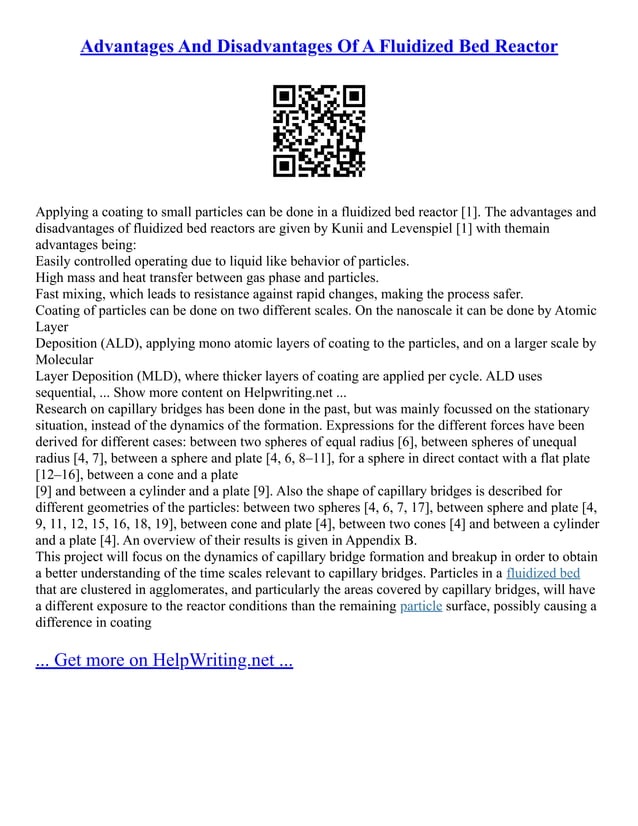 Advantages And Disadvantages Of A Fluidized Bed Reactor PDF