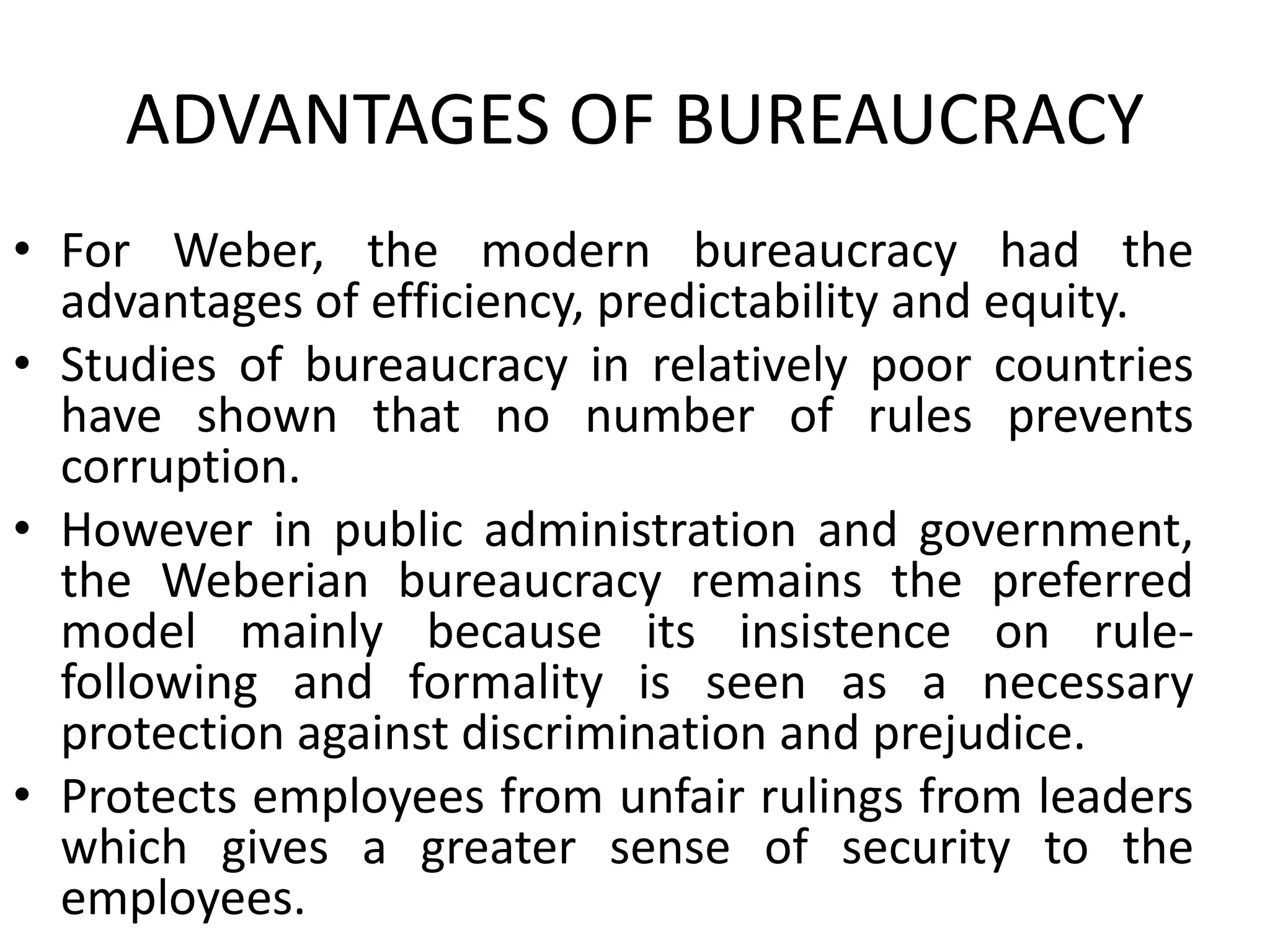 Advantages and disadvantages of bureaucracy | PPTX