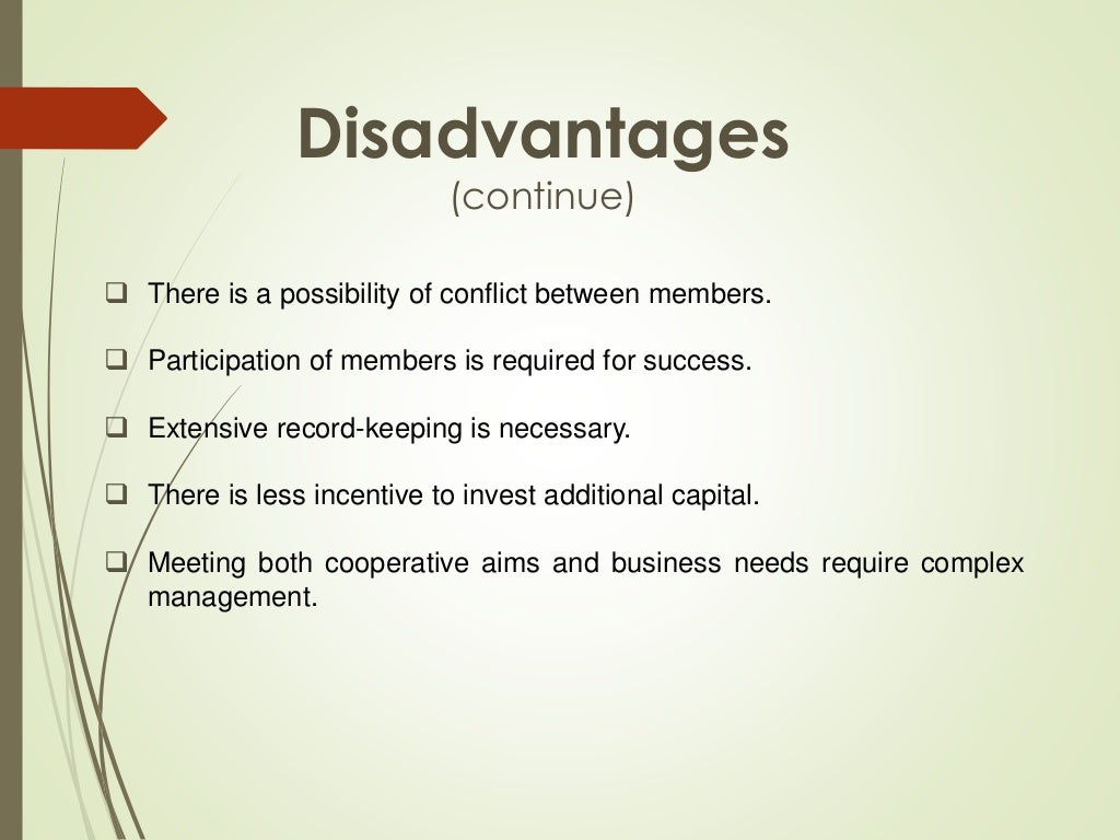 Advantages and disadvantages of co operatives
