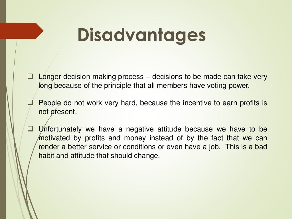 Advantages and disadvantages of co operatives