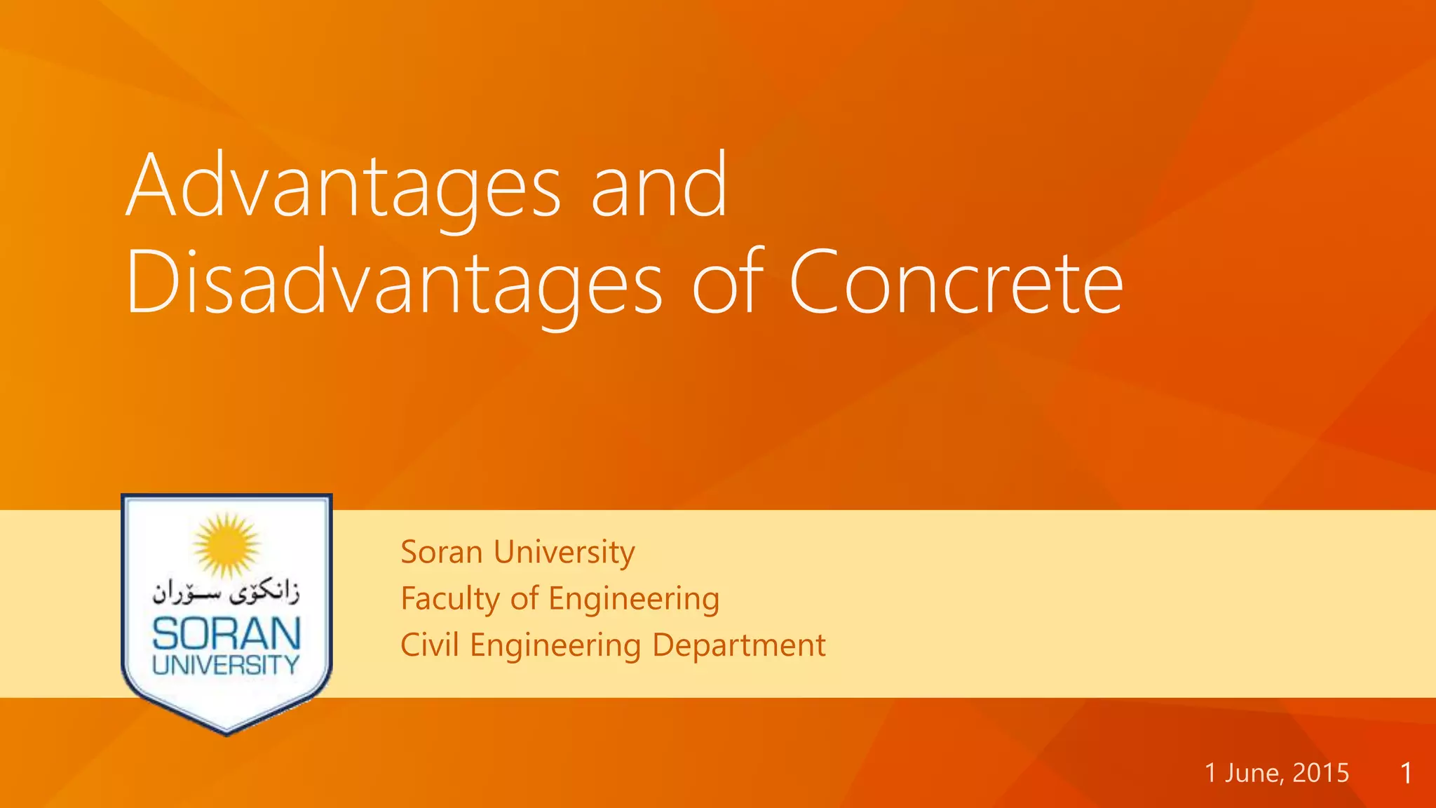 Advantages and disadvantages of concrete PPT