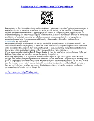 Advantages And Disadvantages Of Cryptography | PDF
