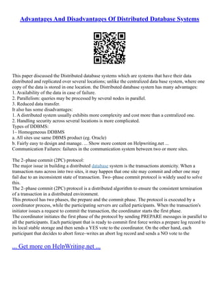 Advantages And Disadvantages Of Database System | PDF