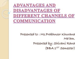 Presented to : Ms.Prabhnoor Khurana 
Ma’am. 
Presented by: Shivani Rana 
(BBA 1ST Semester) 
 