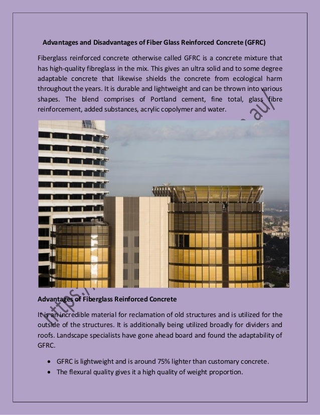 Advantages and disadvantages of fiber glass reinforced concrete