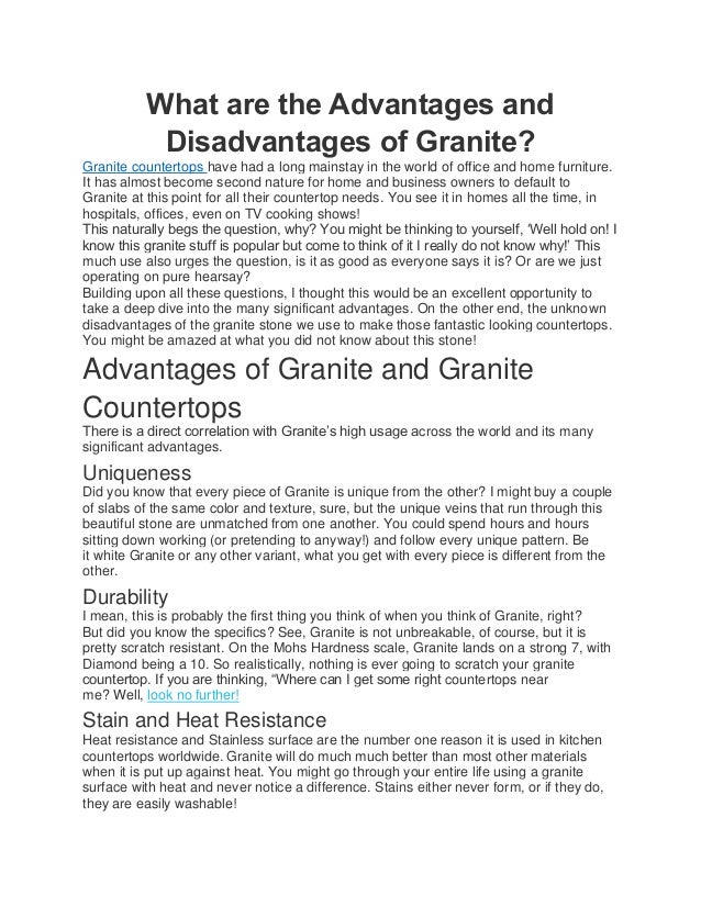 Advantages and disadvantages of granite