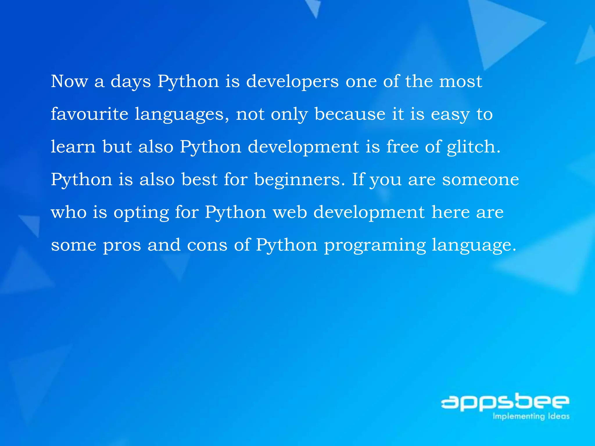 Advantages And Disadvantages of Python Development | PPTX | Web ...