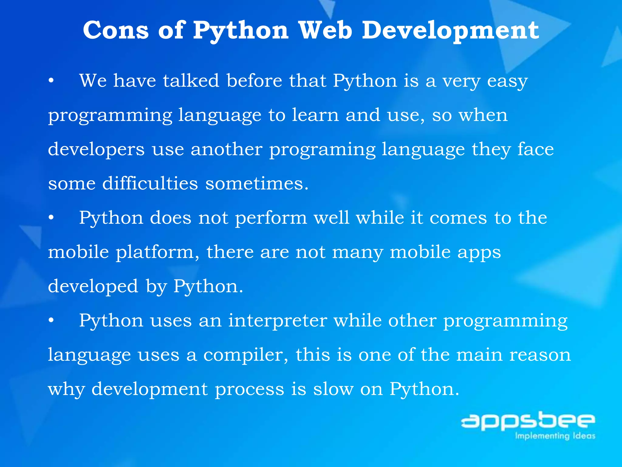 Advantages And Disadvantages of Python Development | PPTX