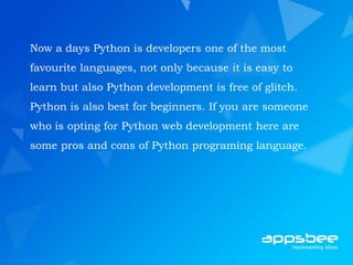 Advantages And Disadvantages of Python Development | PPT