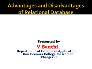 advantages and disadvantages of rdbms