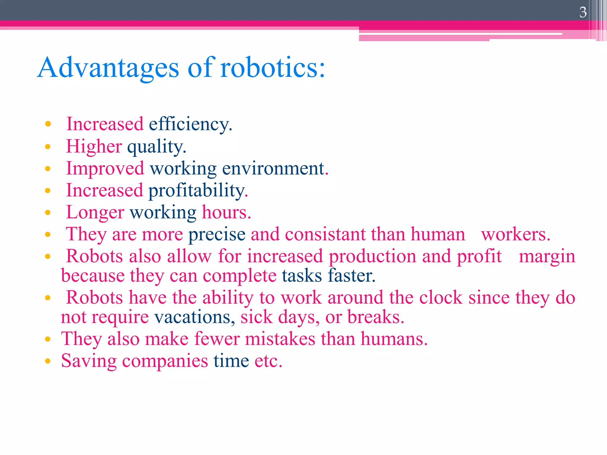 Advantages and disadvantages of robotics and computational fluid | PPTX