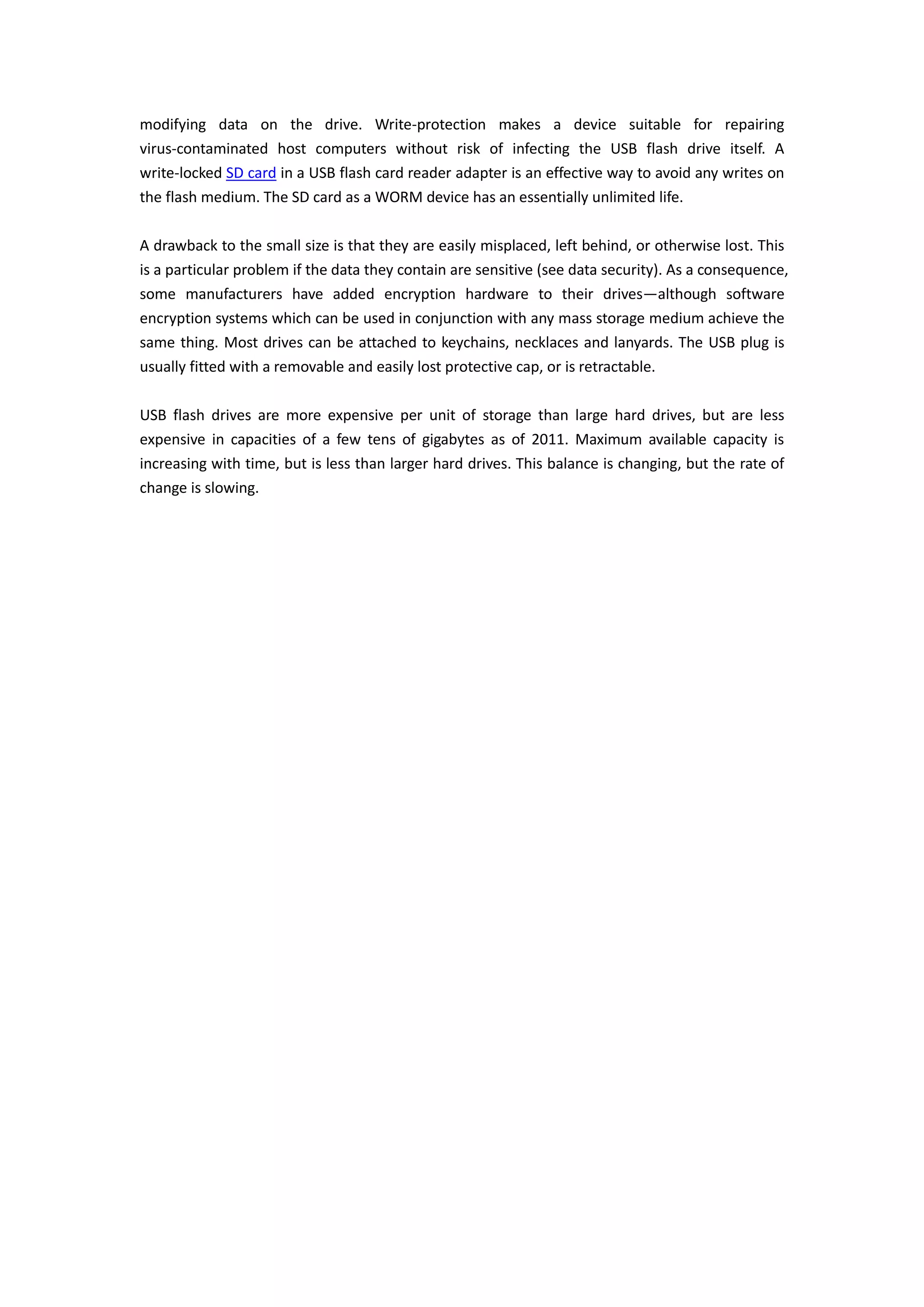 Advantages and disadvantages of usb flash drive PDF