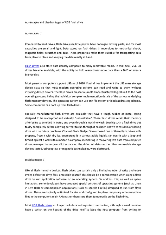 Advantages and disadvantages of usb flash drive PDF