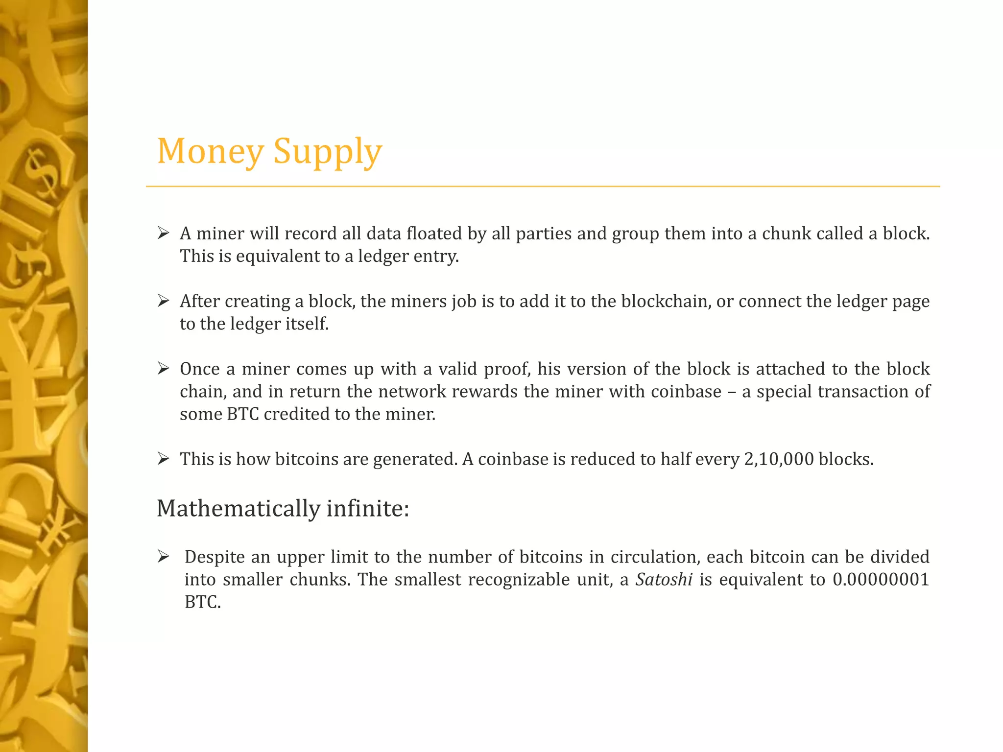 Advantages,disadvantages,applications and economic aspects of bitcoin | PPTX