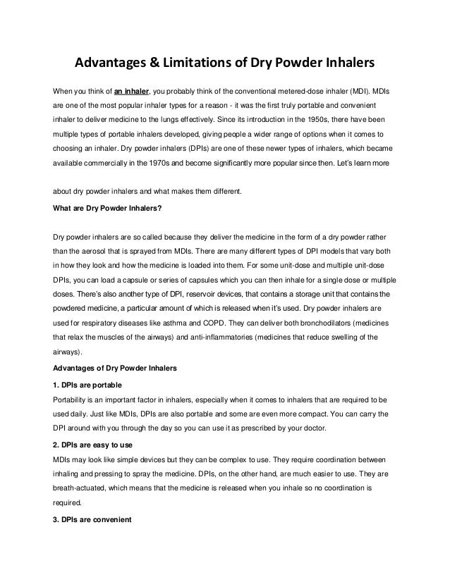 Advantages and Limitations of DryPowderInhalers Breathefree