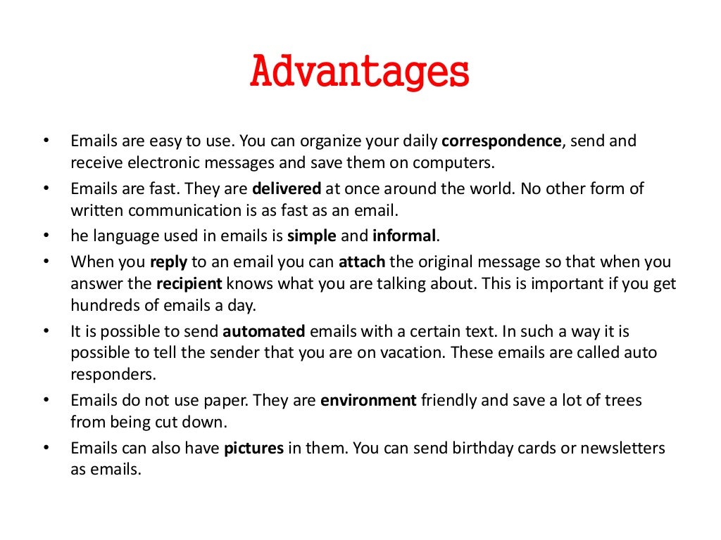Advantages disadvantages of email