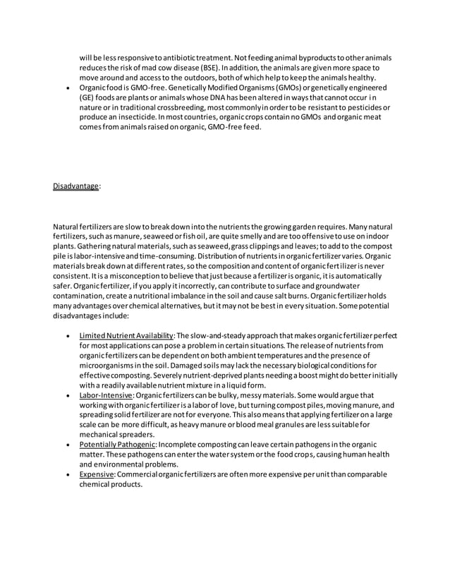 Advantages & disadvantages of organic matter PDF
