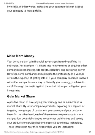Advantages & Disadvantages to Corporate Strategy Diversification.pdf