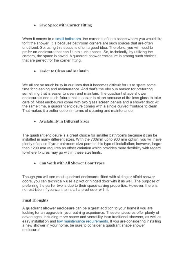 Advantages of a Quadrant Shower Enclosure