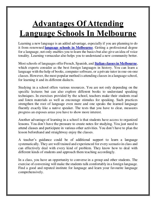 Advantages Of Attending Language Schools In Melbourne