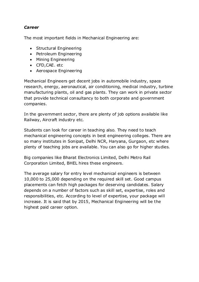 Advantages of being a mechanical engineer