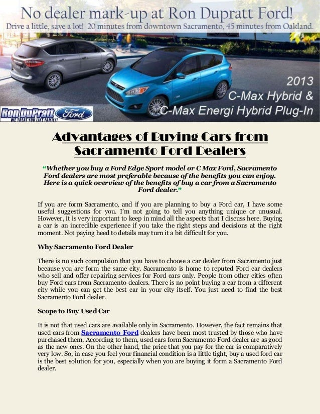 Advantages of Buying Cars from Sacramento Ford Dealers
