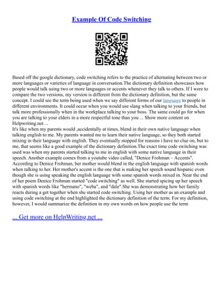 Advantages Of Code Switching | PDF