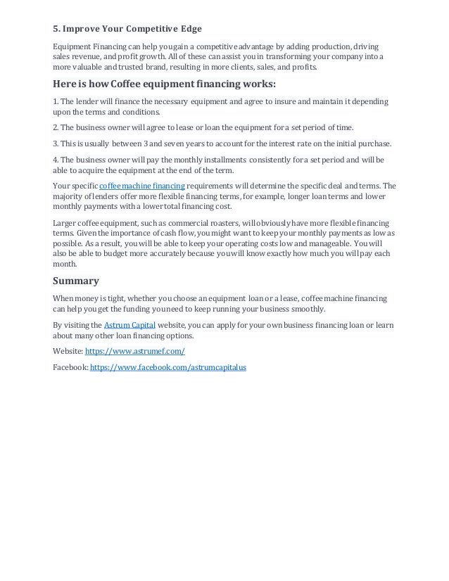 Advantages of coffee machine financing