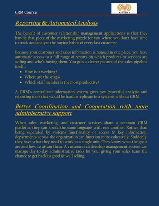 Advantages of Customer Relationship Management | PDF